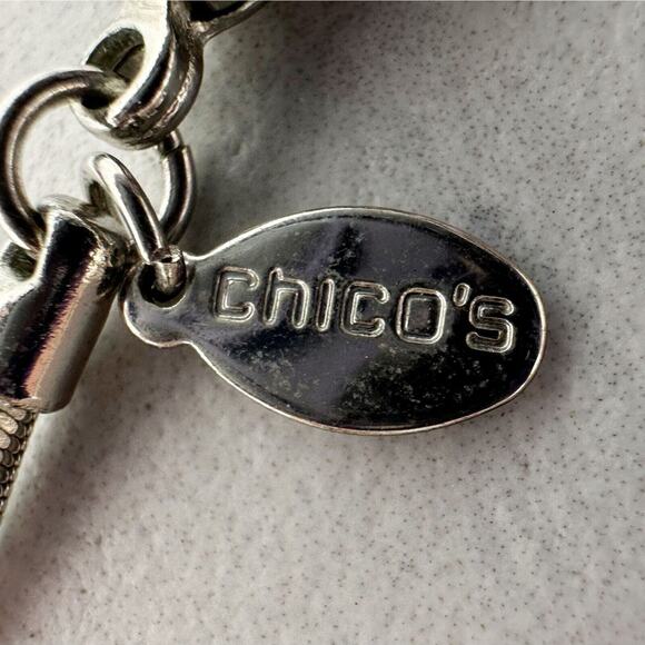 Chicos Multi Strand Coil Rhinestone Barrel Silver Tone Necklace ✨ - Picture 9 of 9